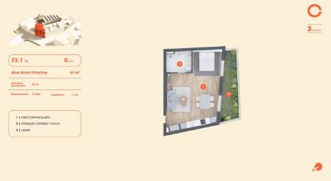 T0 novo c Jardim nas Condominhas, inserido no Bloco 3 com 71 m2, lugar de garagem