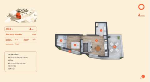 T2, novo nas Condominhas, inserido no Bloco 1 com 78 m2, lugar de garagem e arrumo