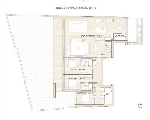 T3 |446 M2 Terraço Poente, em construção, no Bairro dos Músicos | Porto