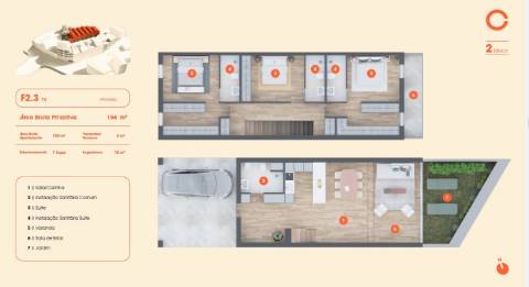 Moradia T3 nova c/ logradouro nas Condominhas, inserido no Bloco 2 com 156 m2, lugar de garagem