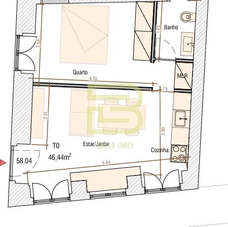 Apresentamos este T1 de 75,55 m² no terceiro andar de um prédio renovado no coração do Porto.