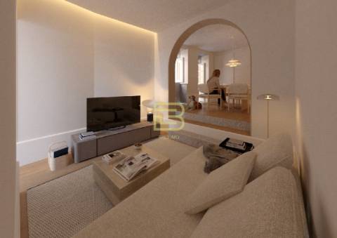 Apartamento T1 renovado pelo atelier Martina Arquitectura na tradicional Travessa de São Víctor.