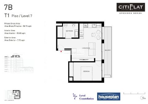 Apartamento T1 novo, Penthouse, no coração das Avenidas Novas/488.000€.