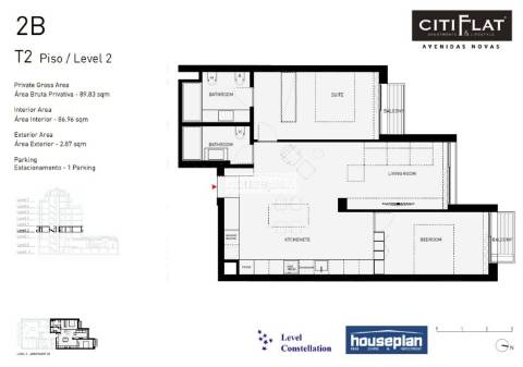 Apartamento T2 novo com garagem, no coração das Avenidas Novas/730.000€.