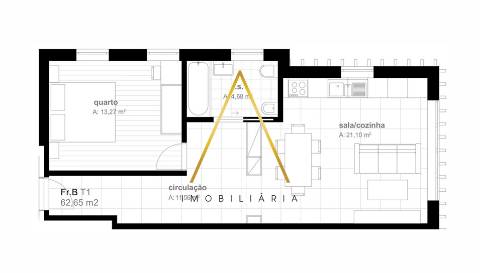 Apartamento T1 no centro da cidade