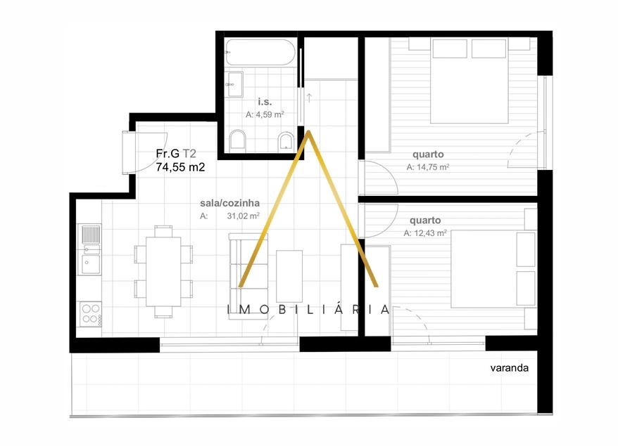 Apartamento T2 no centro da cidade