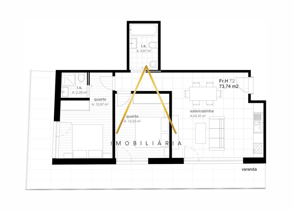 Apartamento T2 no centro da cidade