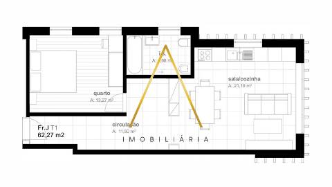 Apartamento T1 no centro da cidade