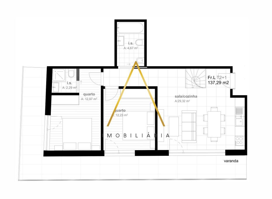 Apartamento T2+1 Duplex no centro da cidade