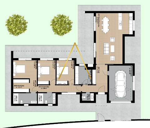 Moradia Isolada T3, inserida em 663 m2 de terreno.