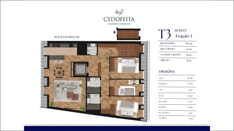 Apartamento T3 DUPLEX Venda em Cedofeita, Santo Ildefonso, Sé, Miragaia, São Nicolau e Vitória,Porto