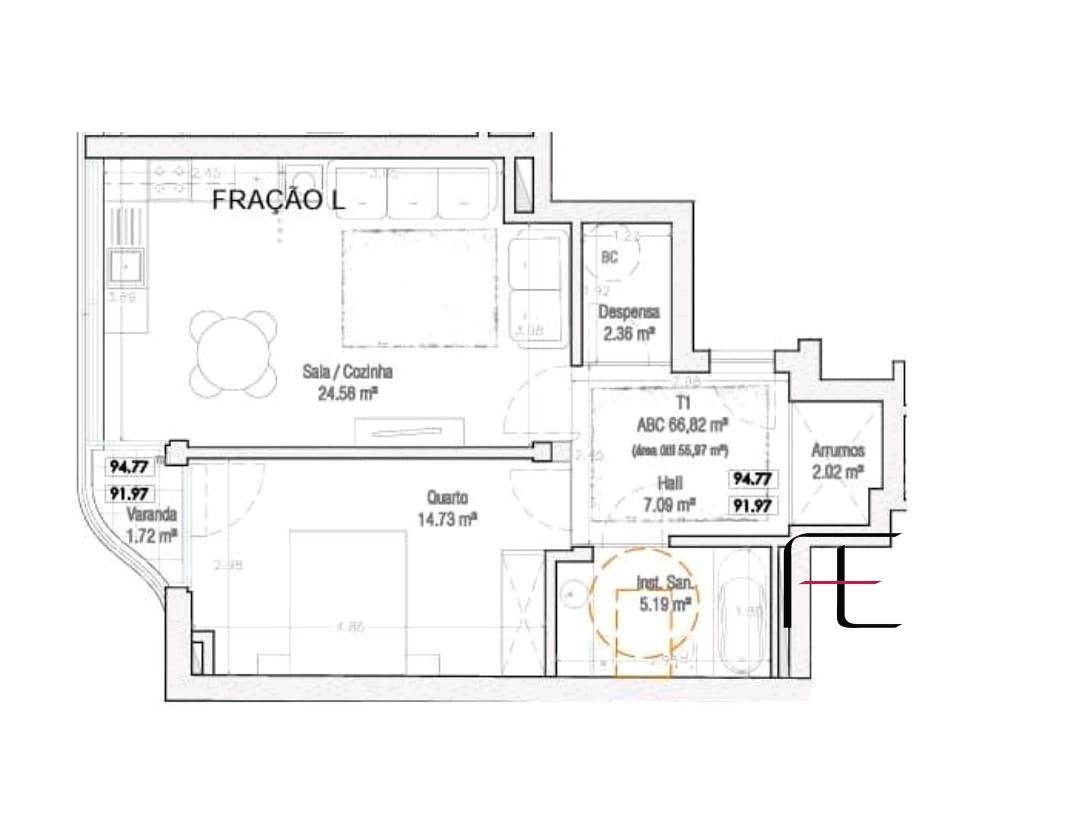 Apartamento T1 Venda em Canidelo,Vila Nova de Gaia