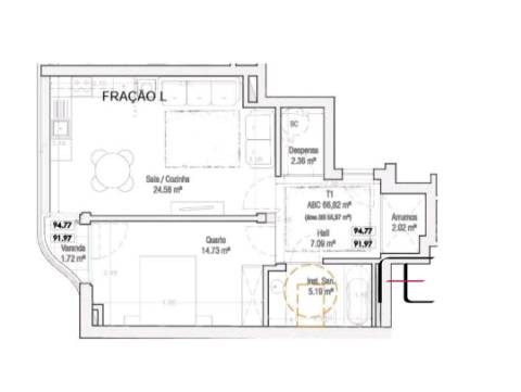 Apartamento T1 Venda em Canidelo,Vila Nova de Gaia