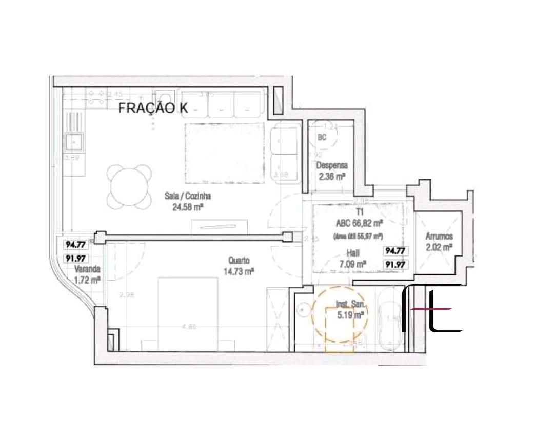 Apartamento T1 Venda em Canidelo,Vila Nova de Gaia