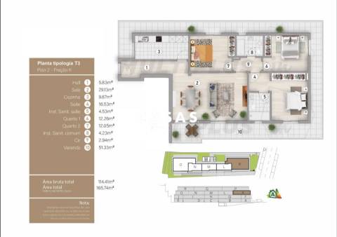 Apartamento T3 com varanda de 51,33 m² no Funchal