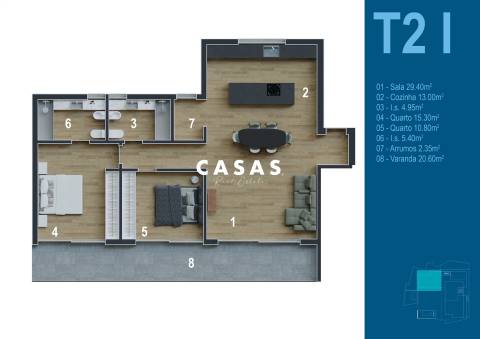 Apartamento T2 com terraço privado em Novo Empreendimento no Funchal