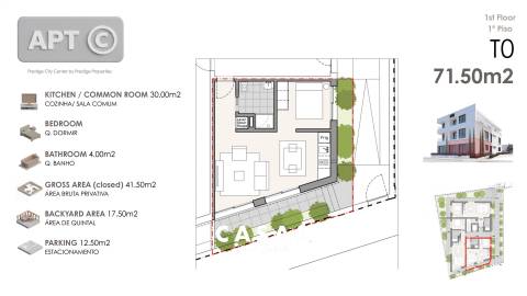 Apartamento T0 com logradouro de 17.50 m² em Machico.