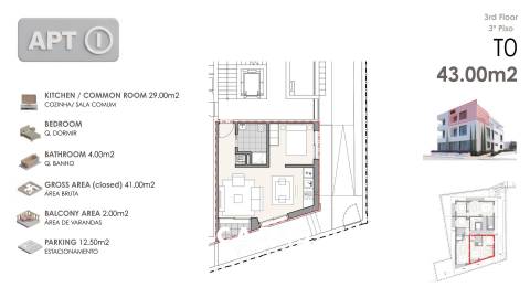 Apartamento T0 com 55 m² em Machico.