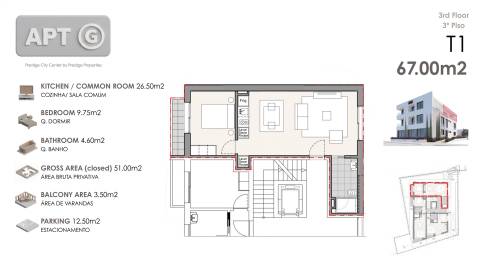 Apartamento T1 com 67 m² em Machico.