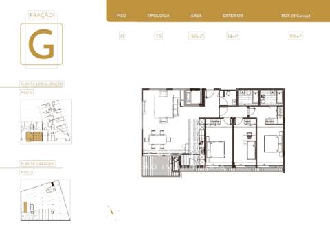 T3 130m2 úteis + garagem box 30m2 com varanda sala sul