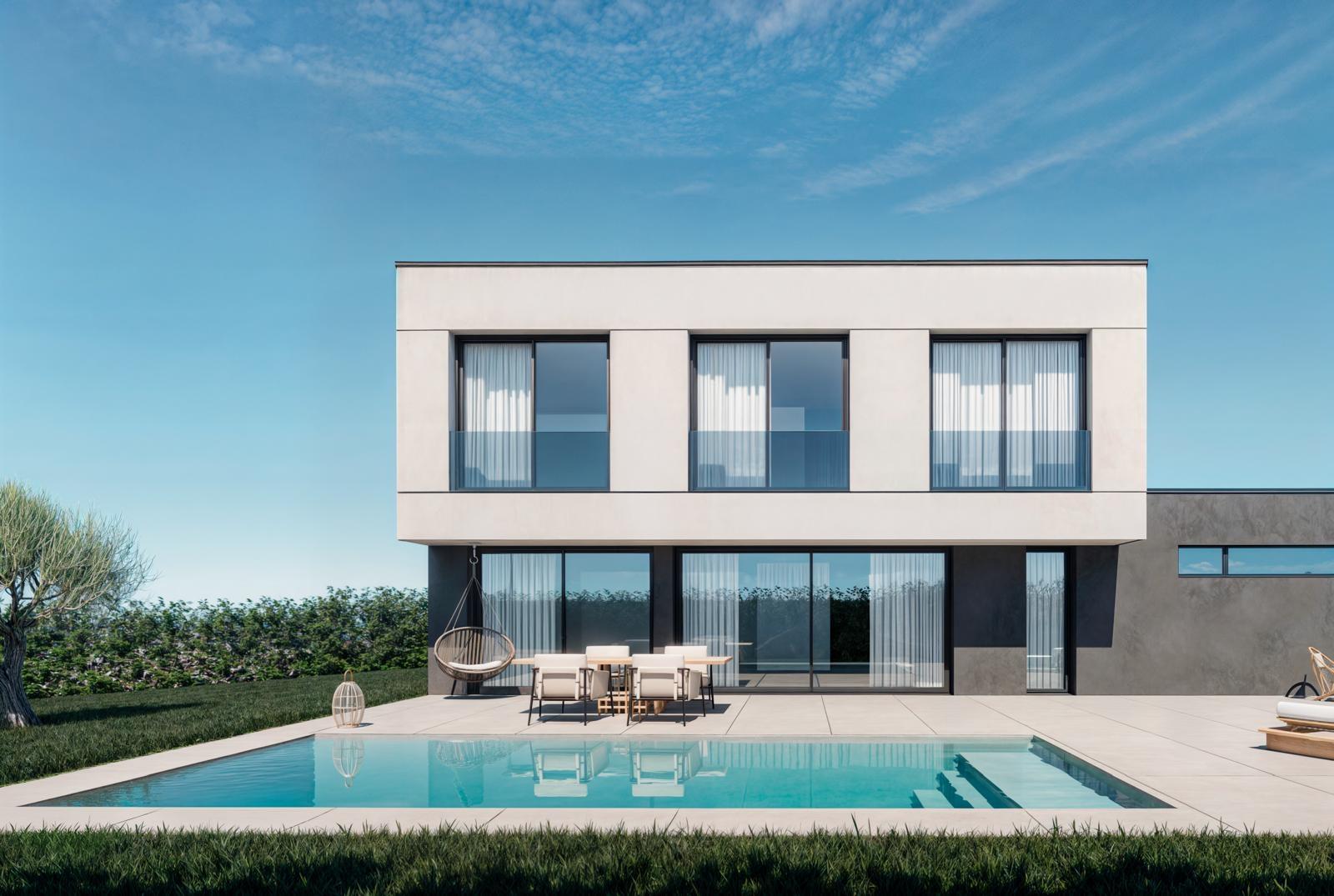 Moradia T3 de 4 frentes com jardim e piscina a 500 metros da praia