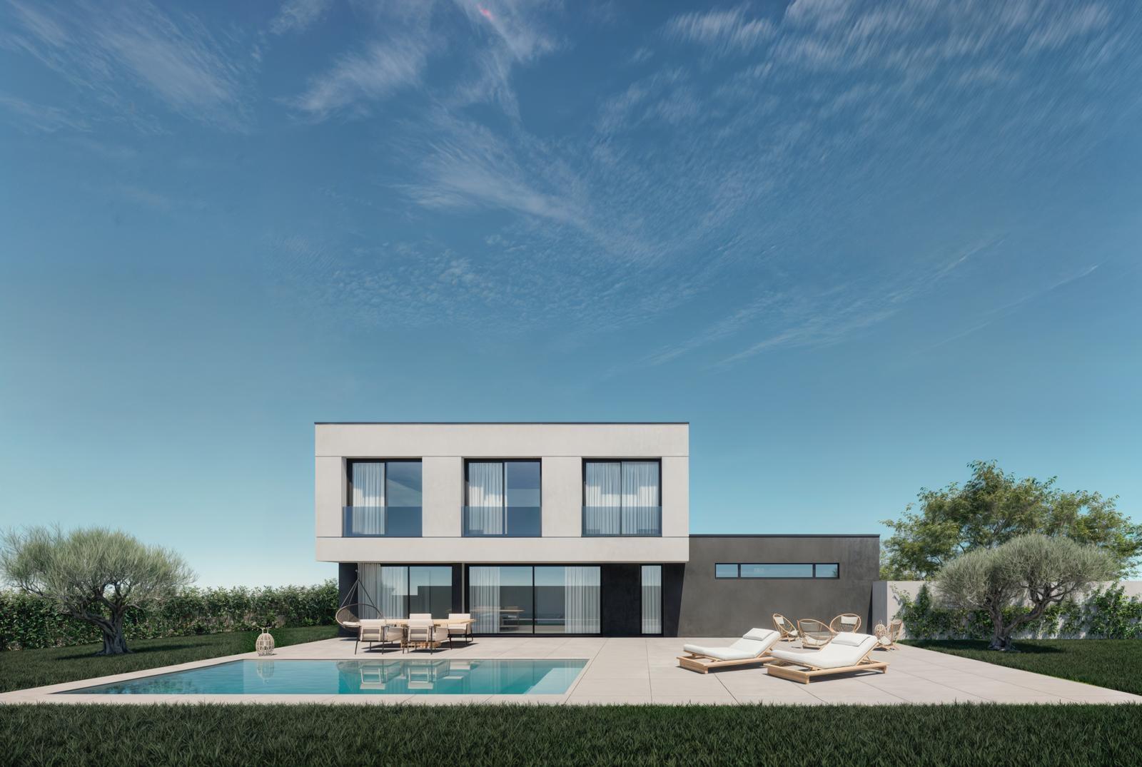 Moradia T3 de 4 frentes com jardim e piscina a 500 metros da praia