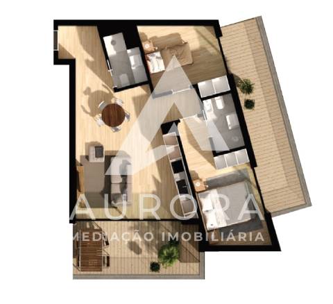 Apartamento T2 último piso - Vista mar - Varanda Sul - 3 Lugares de garagem + Arrumos