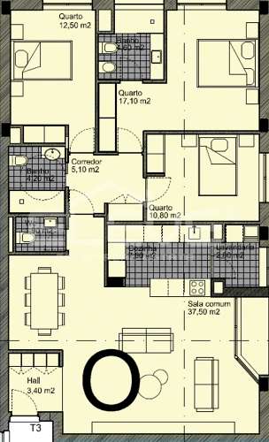 T3 com varanda e dois lugares de garagem