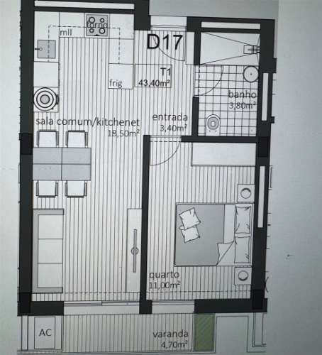 Apartamento T1 no Oporto Plaza