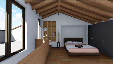 Moradia  em banda, T1+1  com varanda