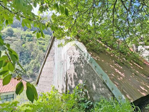 Moradia T1 em pedra, terreno e palheiro á venda no Curral das Freiras