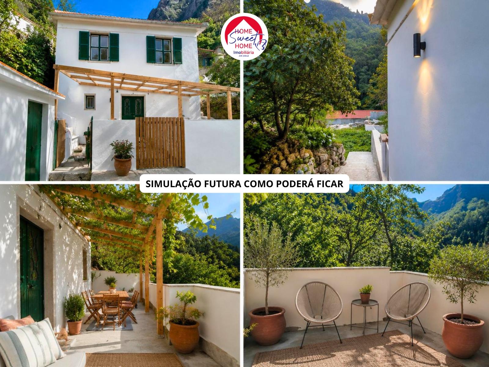Moradia T1 em pedra, terreno e palheiro á venda no Curral das Freiras
