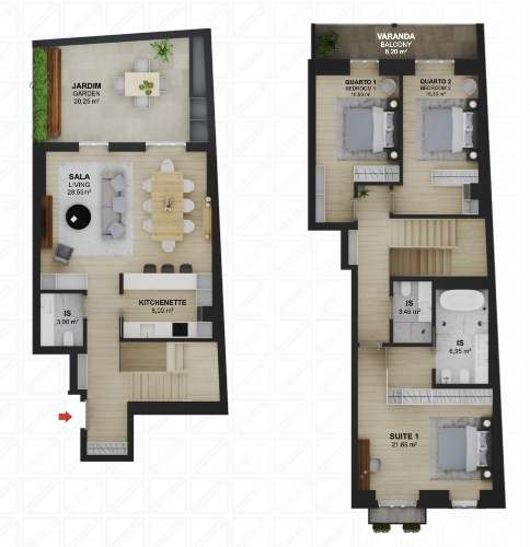 Apartamento T3 duplex nas Avenidas Novas