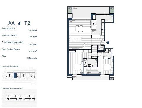 Apartamento T2 para venda em Arcozelo, último andar com terraço/varandas vista mar
