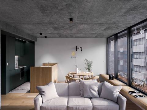 Apartamento T1 Duplex novo para venda, junto à Rotunda da Boavista e à Casa da Música, Porto