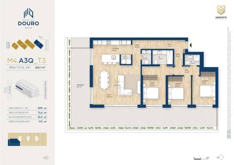 Apartamento T3 de luxo em Vila Nova de Gaia com terraço