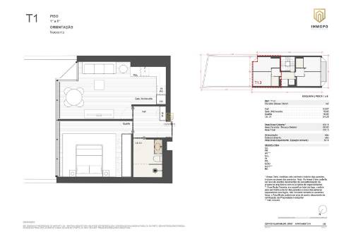 T1 com 53 m2 e logradouro em Matosinhos Sul