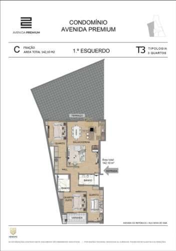 T3 Novo com Varanda e Terraço, para venda, em Vila Nova de Gaia, Avenida da República