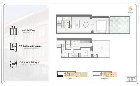 Apartamento T2 duplex com jardim em Cedofeita no centro do Porto