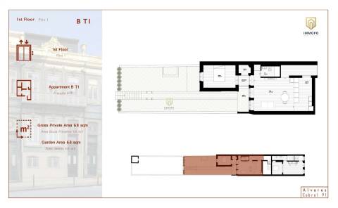 Apartamento T1 com jardim no centro do Porto