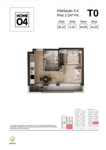 Apartamento T0+1 em Matosinhos com varanda