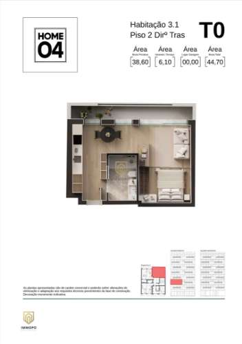 Apartamento T0+1 em Matosinhos com varanda