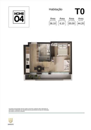 Apartamento T0+1 em Matosinhos com varanda