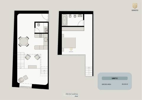 T1 com Mezanine com vistas para o rio em Vila Nova de Gaia