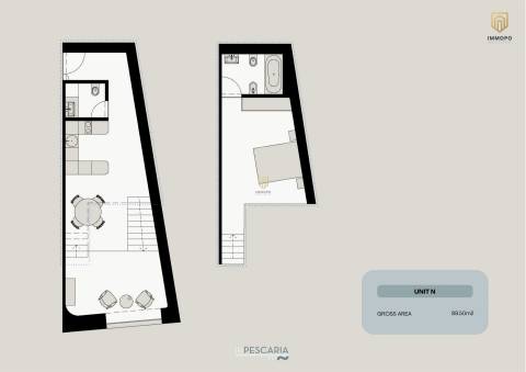 T1 com Mezanine com vistas para o rio em Vila Nova de Gaia