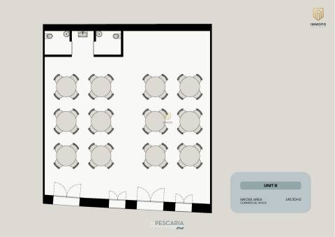 Espaço comercial com 145 m2 em Vila Nova de Gaia, com vistas para o rio
