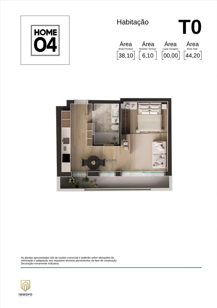 Apartamento T0+1 em Matosinhos com varanda