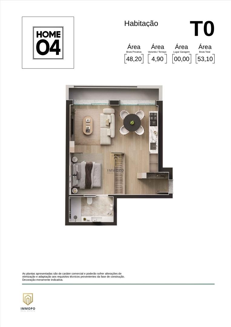 Apartamento T0+1 em Matosinhos com varanda