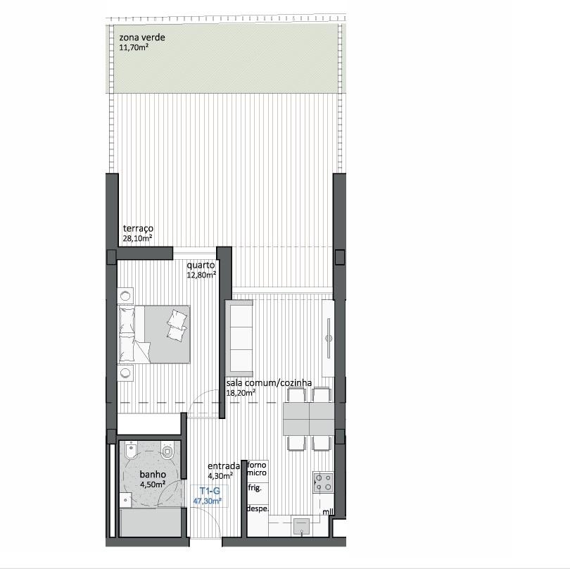 Apartamento T1, NOVO,  com terraço, ao polo universitário do Porto