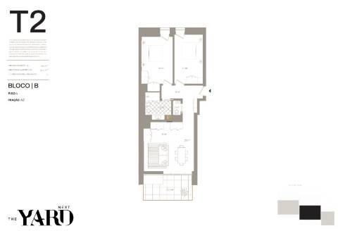 Apartamento T2 em condomínio de luxo com 96 m2 e varanda de 11.6 m2.